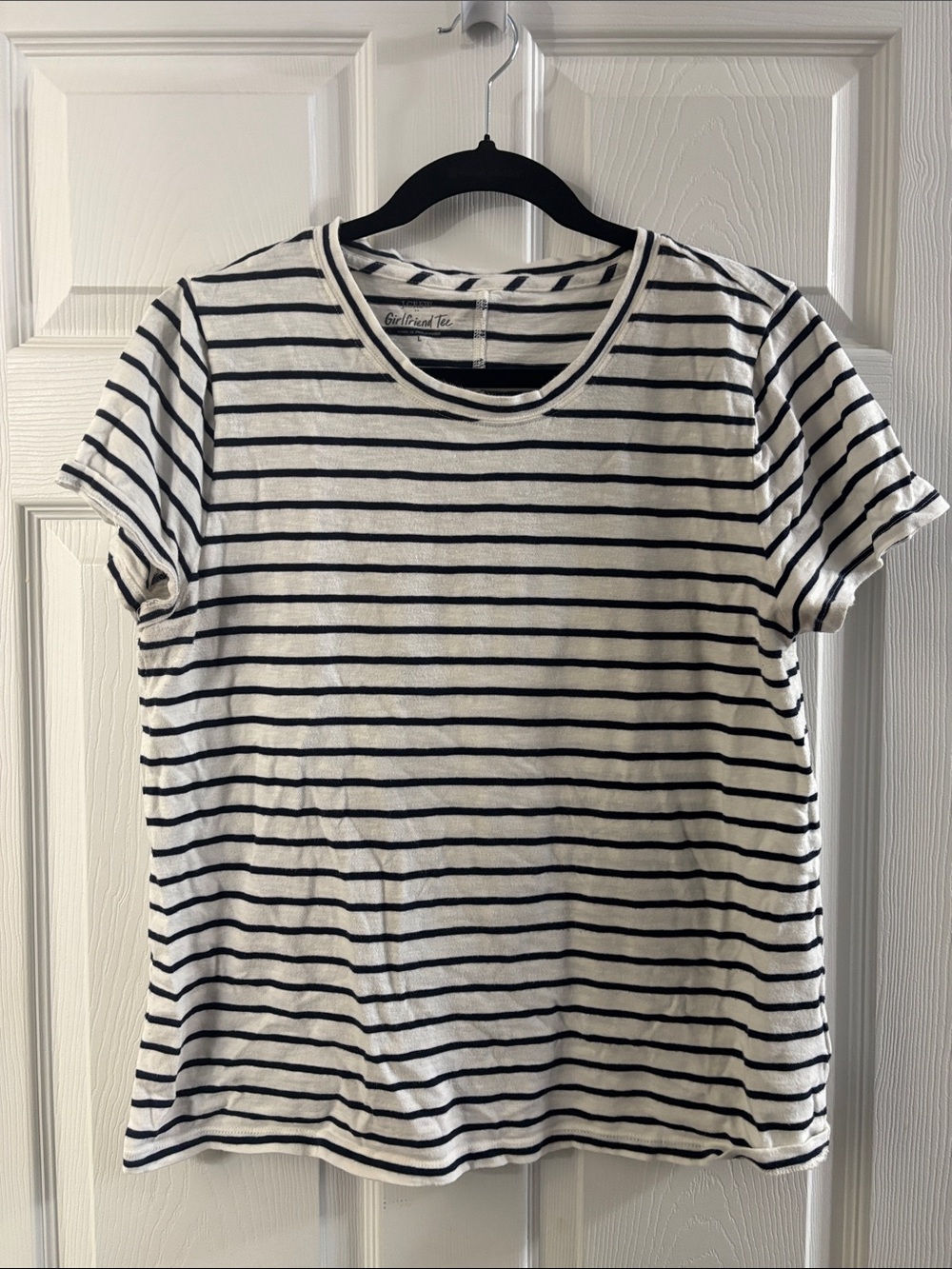 J. Crew Factory Black & White Striped Crewneck Tee